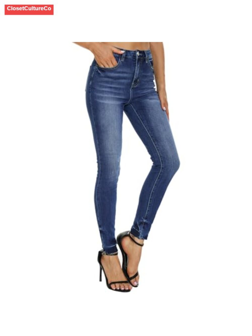 Classic High Waisted Skinny Jeans Stretch Distressed Butt Lifting Slim Fit